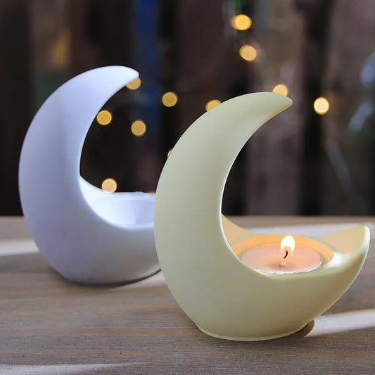 3D Moon Plaster Candle Holder